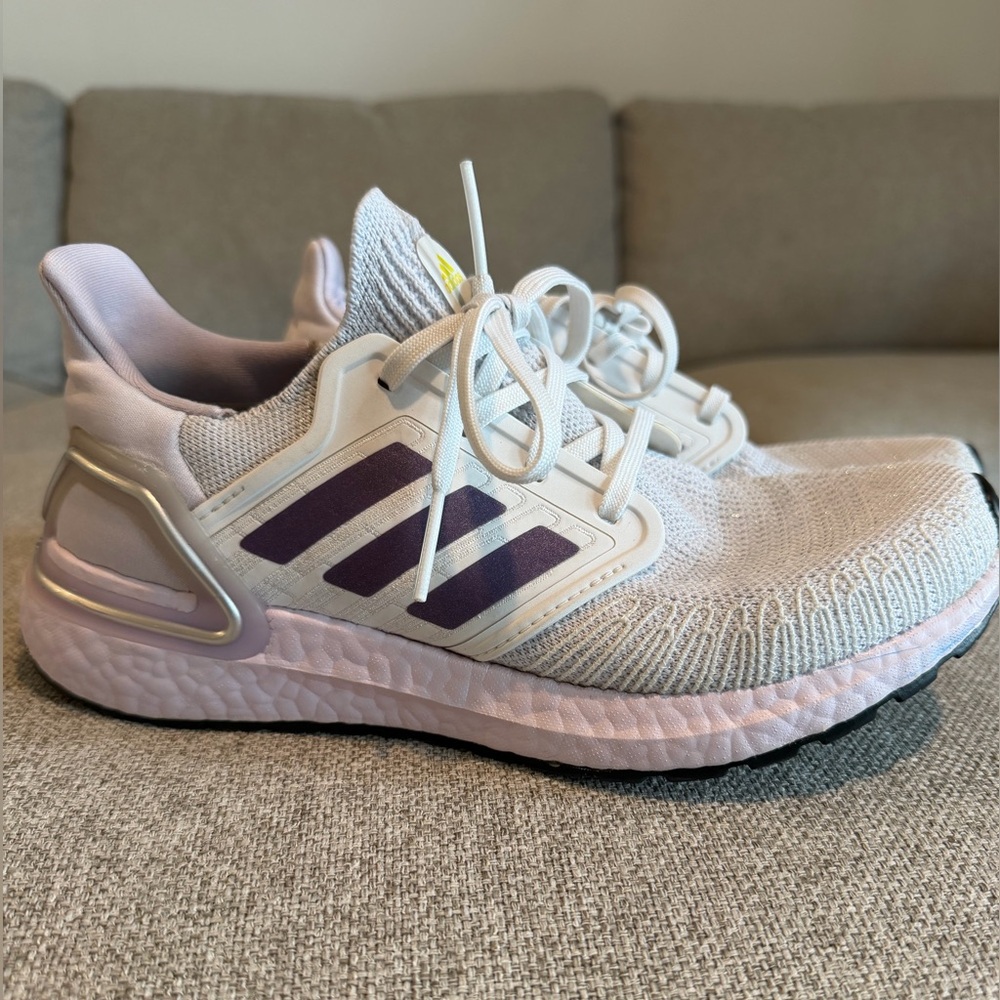 Adidas Ultra Boost White and Lavender Running Shoes
